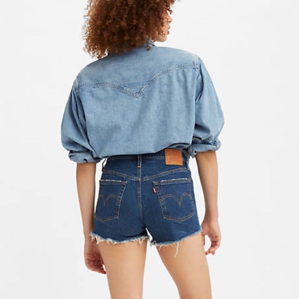 NWT Levi's 501 High Rise Denim Shorts Dark Wash
